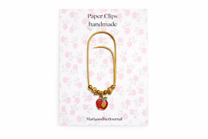 Beaded Apple Paperclip Bookmark-
Planner Clip for Journals and Binders