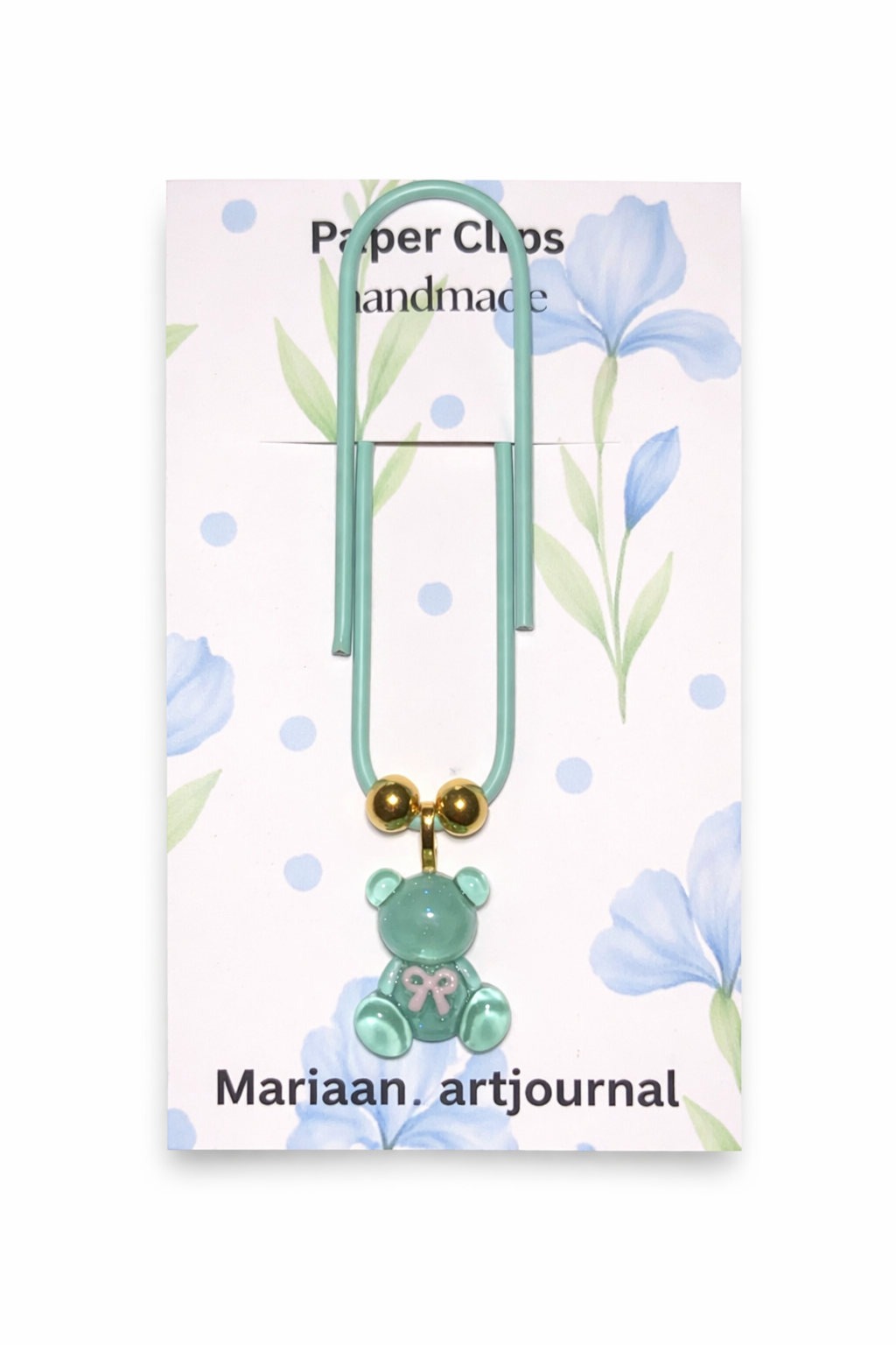 Handmade Cute Bear Charm Paperclip Bookmark – Aesthetic Planner Clip for Journals, Binders & Books