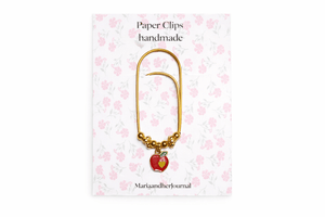 Beaded Apple Paperclip Bookmark- Planner Clip for Journals and Binders - MARIAANDHERJOURNAL
