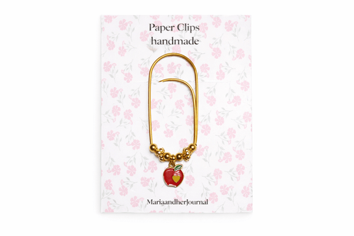 Beaded Apple Paperclip Bookmark- Planner Clip for Journals and Binders - MARIAANDHERJOURNAL