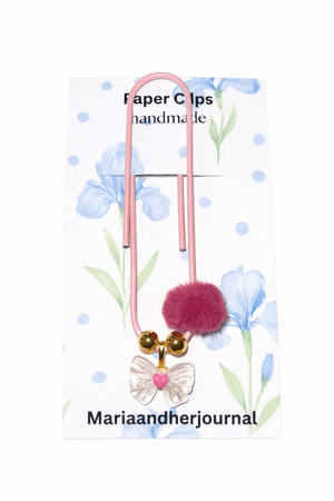 Beaded Bow Paperclip Bookmark- Jumbo Planner Clip for Journals and Binders - MARIAANDHERJOURNAL