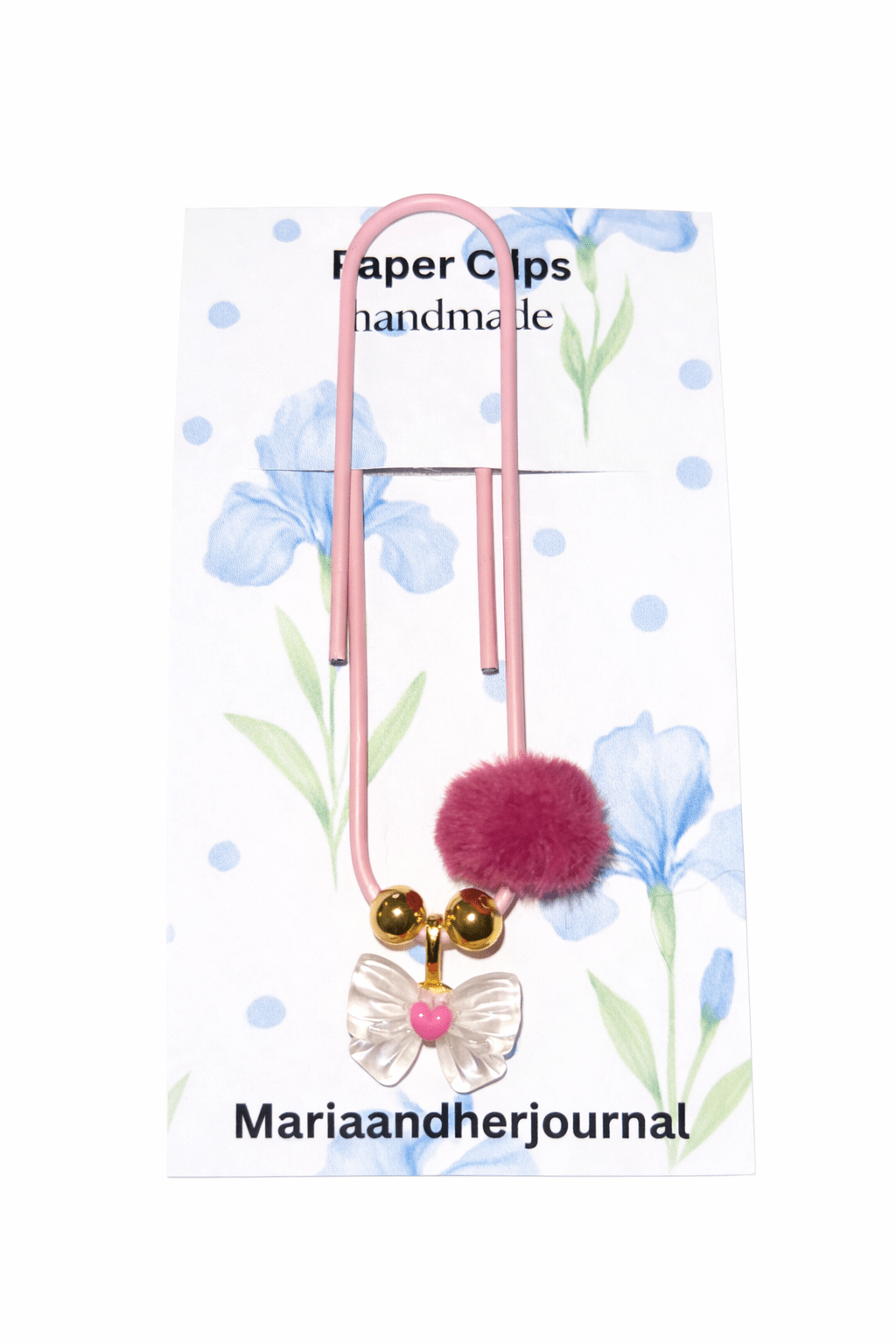 Beaded Bow Paperclip Bookmark- Jumbo Planner Clip for Journals and Binders - MARIAANDHERJOURNAL