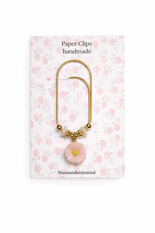 Beaded Flower Paperclip Bookmark- Planner Clip for Journals and Binders - MARIAANDHERJOURNAL