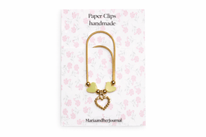 Beaded Heart Paperclip Bookmark- Planner Clip for Journals and Binders - MARIAANDHERJOURNAL