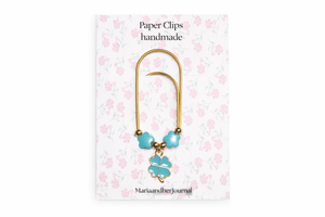Beaded Lucky Clover Paperclip Bookmark- Planner Clip for Journals and Binders - MARIAANDHERJOURNAL
