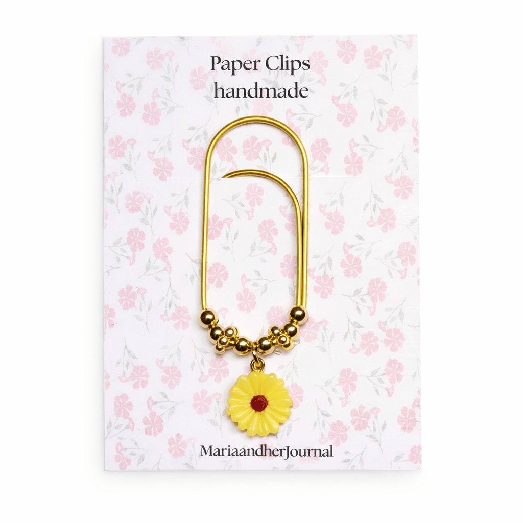 Beaded Sunflower Paperclip Bookmark- Planner Clip for Journals and Binders - MARIAANDHERJOURNAL