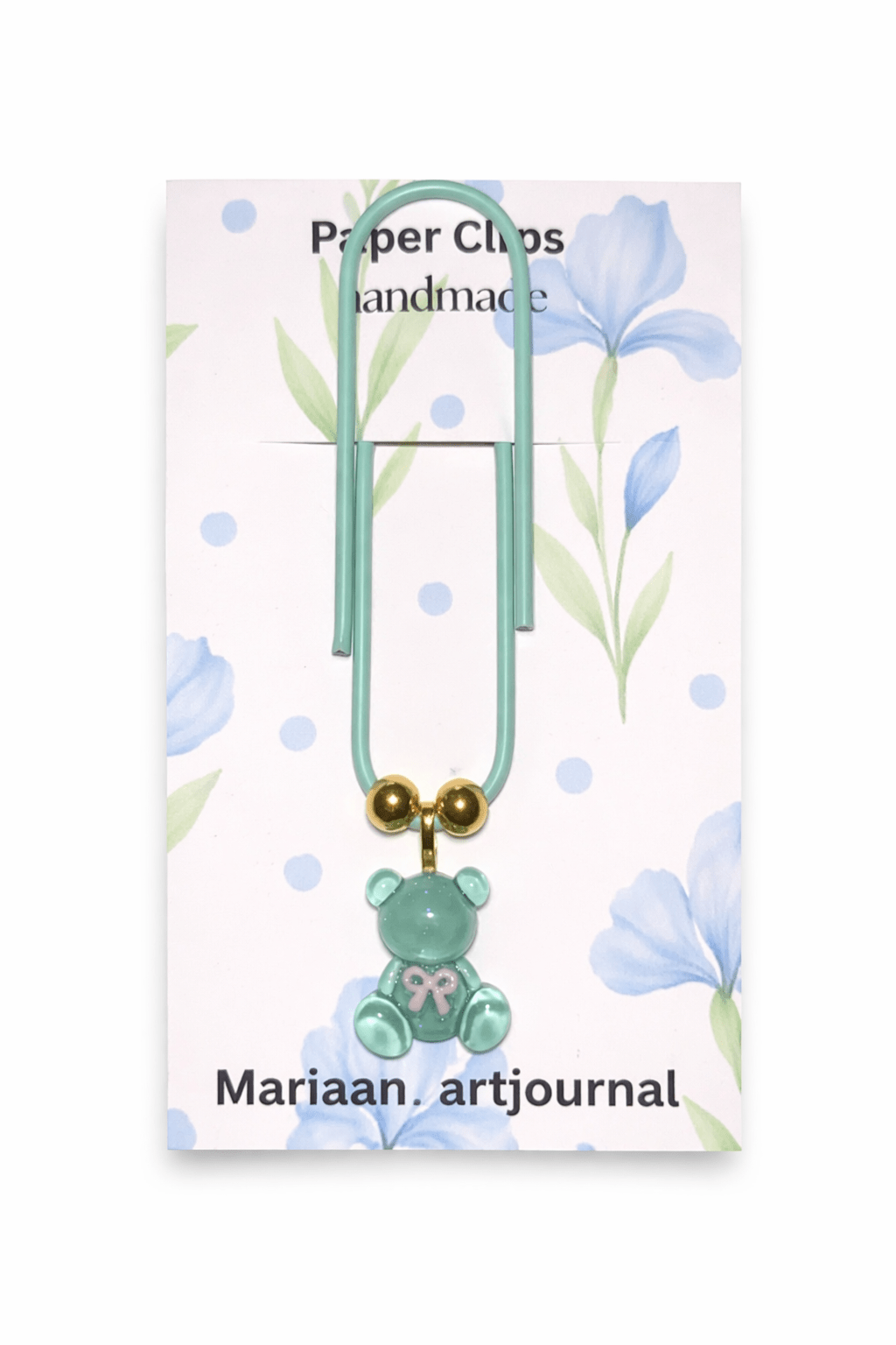 Handmade Cute Bear Charm Paperclip Bookmark – Aesthetic Planner Clip for Journals, Binders & Books - MARIAANDHERJOURNAL