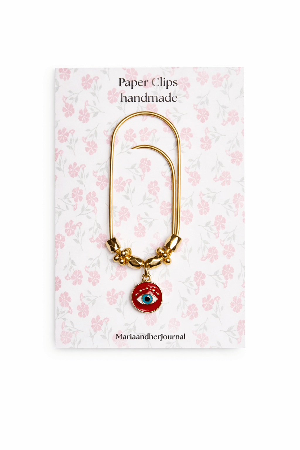 Handmade Evil Eye Beaded Paperclip Bookmark - MARIAANDHERJOURNAL