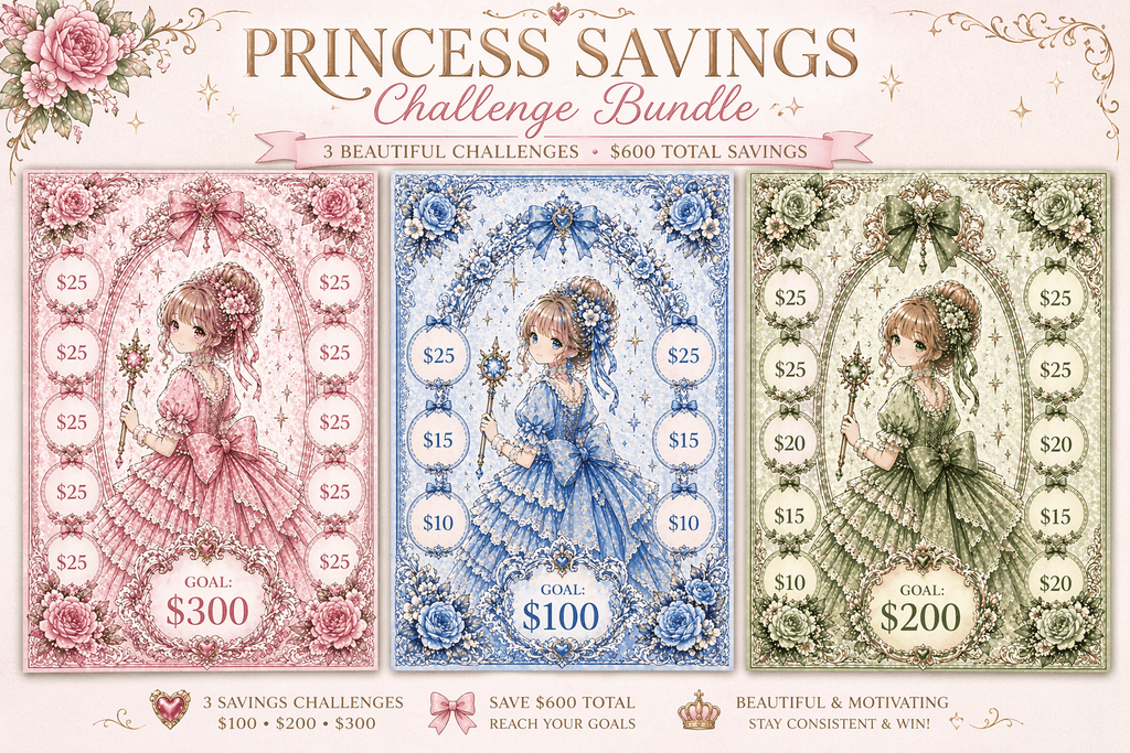 Princess Savings Challenge Binder Insert - MARIAANDHERJOURNAL